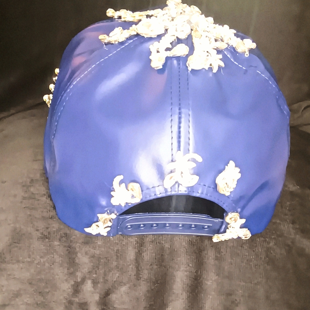 Blue Cap with Gold Embellishments